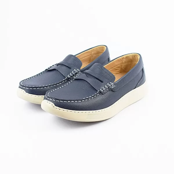 Moccasin pour homme confort R110 Bleu cuir  miniature